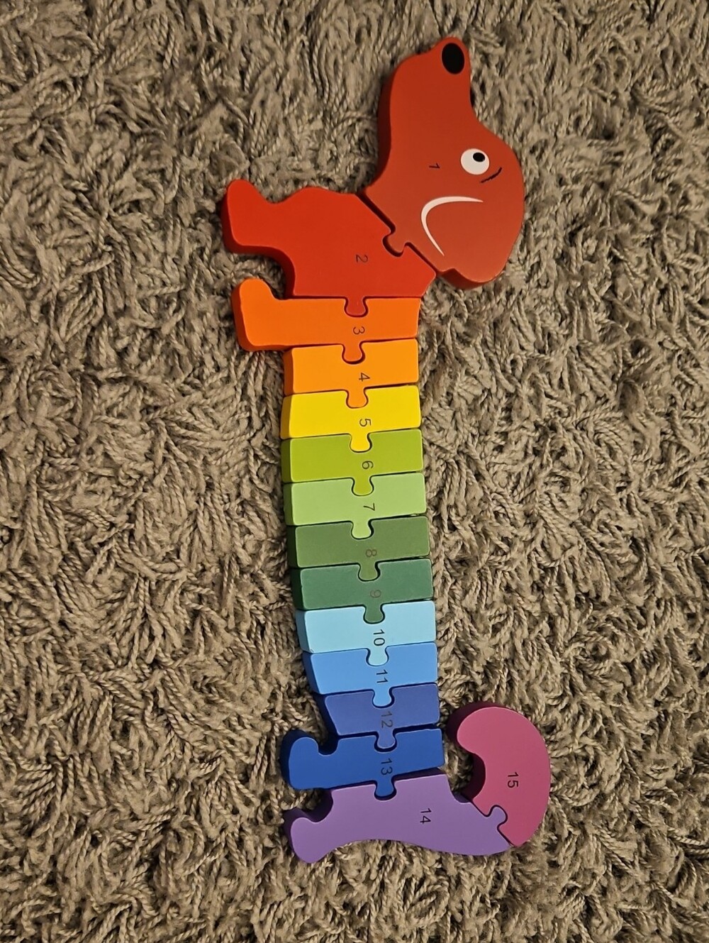 Wooden Rainbow Puppy Number Stack - Multicolor Learning Toy